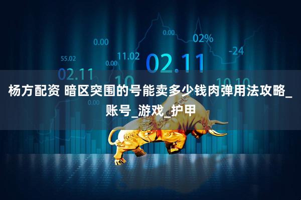 杨方配资 暗区突围的号能卖多少钱肉弹用法攻略_账号_游戏_护甲